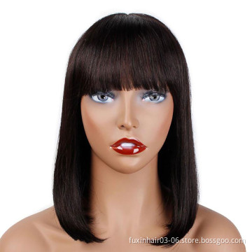 Human Hd Lace Frontal Short Straight Bob Wigs With Bangs Colored Brown Remy Human Hair Wigs Swiss Lace Front Bob Wig With Fringe